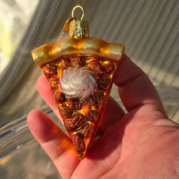 Old World Christmas Piece of Pecan Pie Blown Glass Ornament Foodie - Picture 14 of 16
